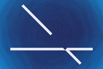 Blue Tides EP artwork by Stephen Caulfield, layered shades of deep and bright blue with minimal white geometric lines across the centre.