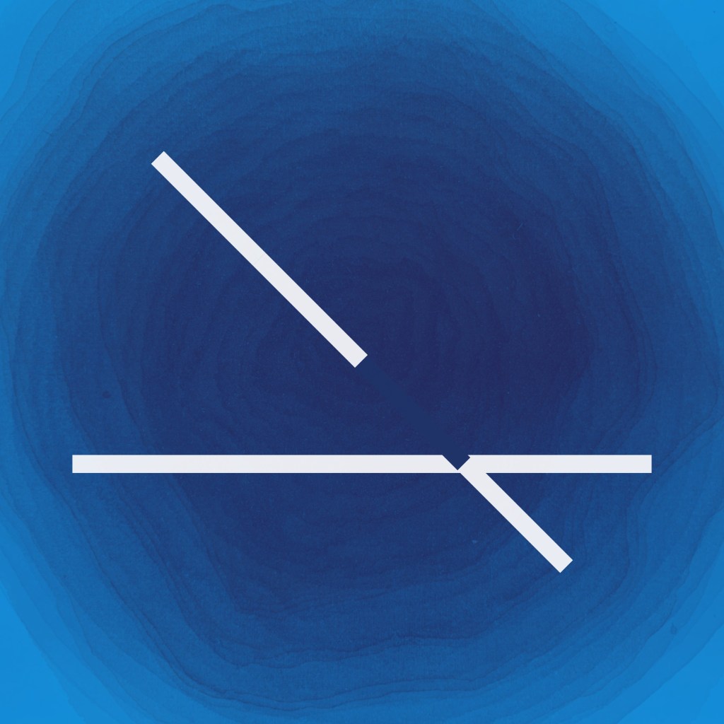Blue Tides EP artwork by Stephen Caulfield, layered shades of deep and bright blue with minimal white geometric lines across the centre.